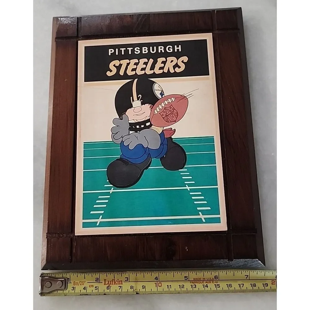 Vintage PITTSBURGH STEELERS‎ Wood NFL Plaque NFL team fan memorabilia display